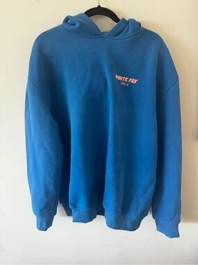 White Fox Boutique Vol. 3 Blue Hoodie with Pink Logo, Large / XL